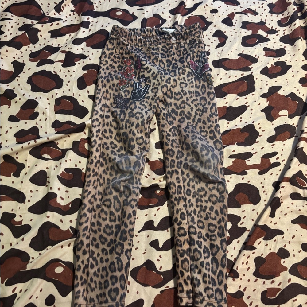 Leopard Print Leggings with Embroidery girls size 4